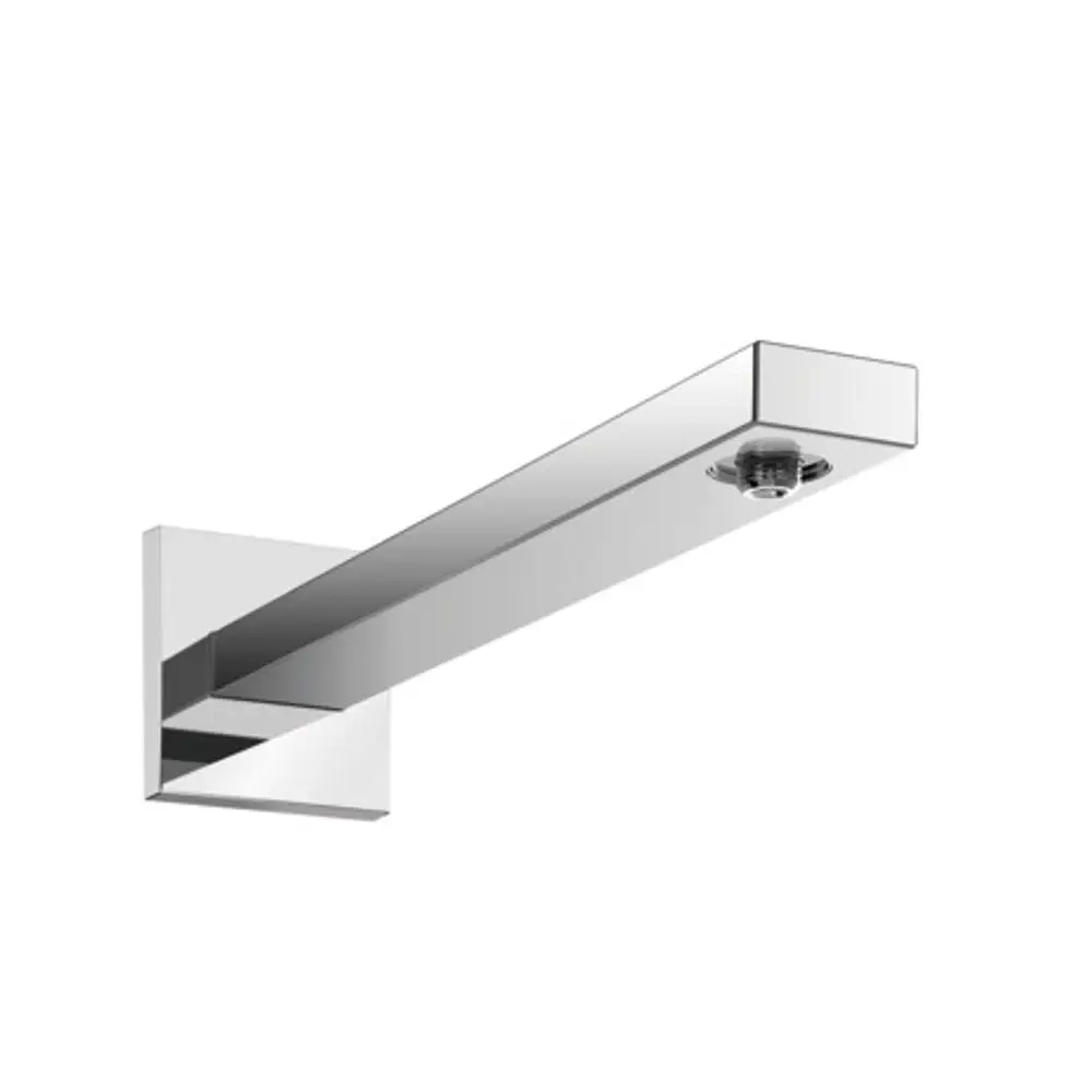 Hansgrohe Brausearm mit rechteckigem Schaft in Chrom, an der Wand montiert, bietet eine klare, geometrische Form für die Brauseinstallation.